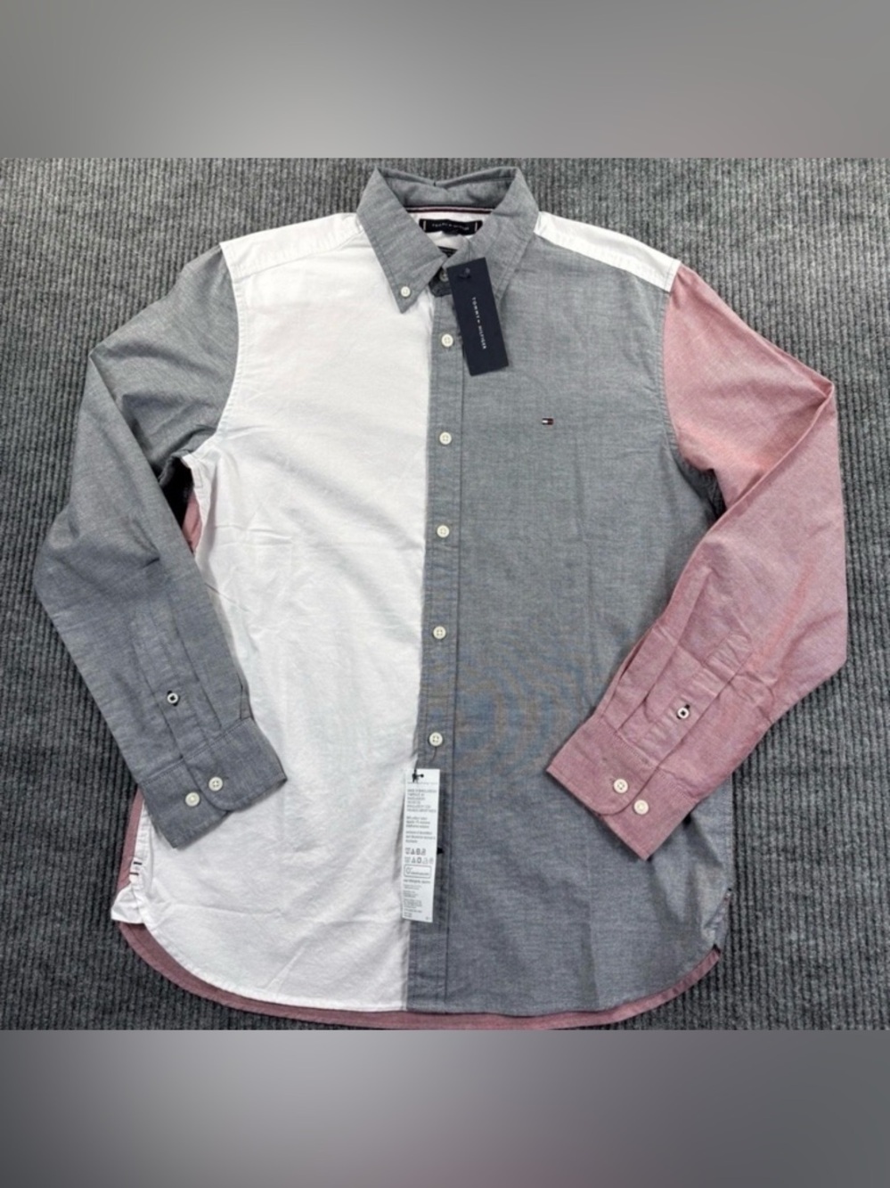 NWT Tommy Hilfiger Shirt Mens S Color Block Striped Long Sleeve Pastel size: S - Picture 2 of 6